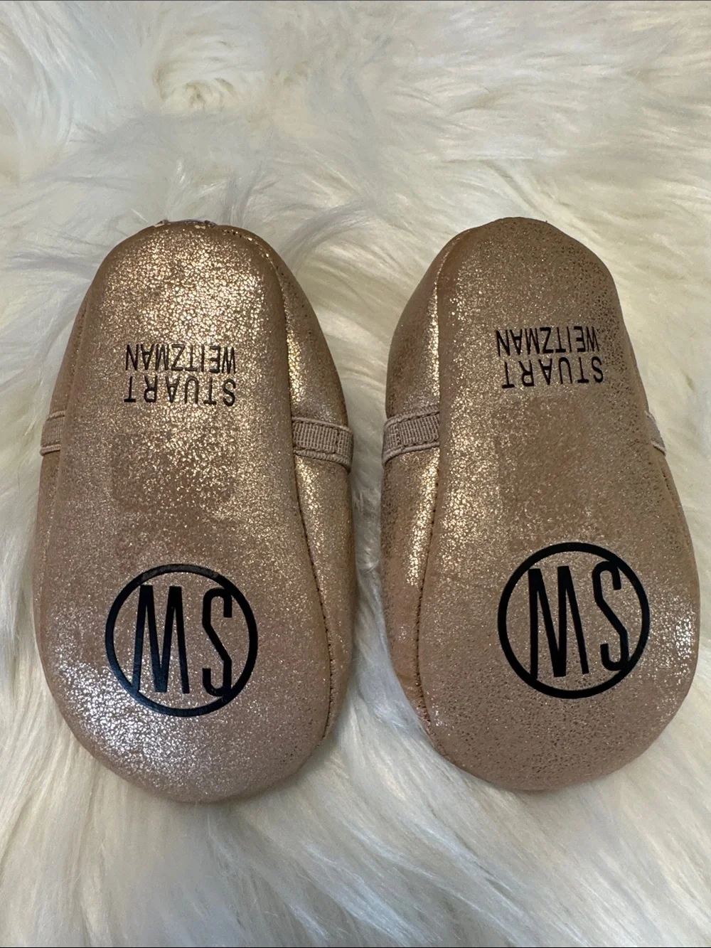 Stuart Weitzman Girls' Rose Gold Glitter Mary Jane Flats